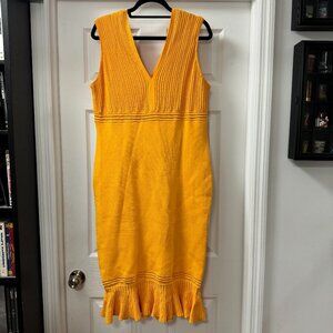 Eva Mendes NY&Co Krista Flounce Sweater Dress Sleeveless in Yellow size XL